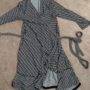 Black and white wrap dress